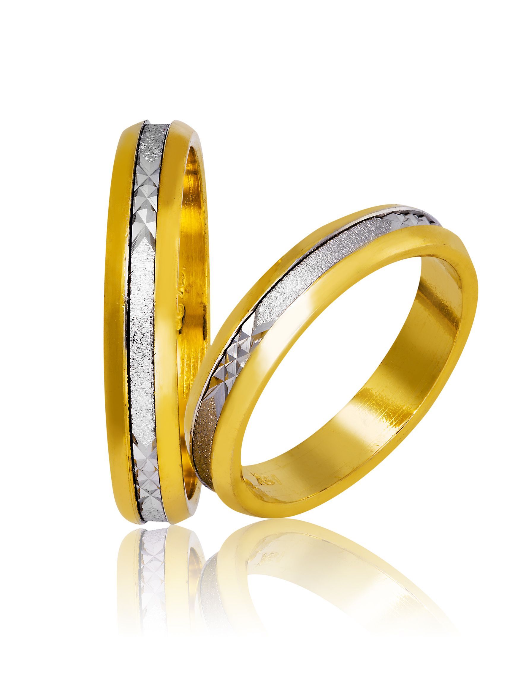 White gold & gold wedding rings 4.3mm (code 722)